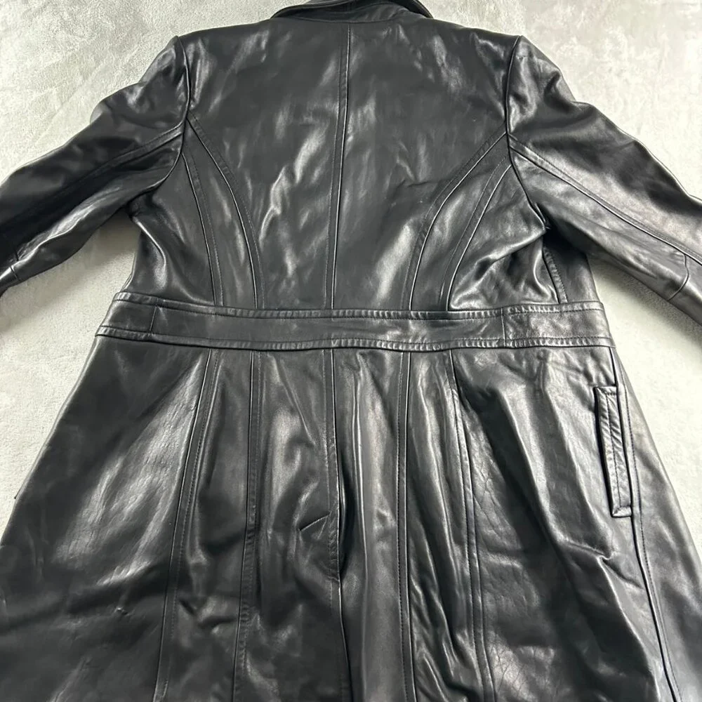 Jones New York Women Leather Jacket Size Large Long Sleeve Button Black - Picture 5 of 5